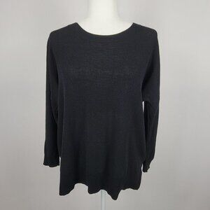 Madewell  Knit Top  Black Boat Half Sleeve Neck Stretch Santana Knit Size M